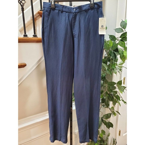 Mojito Collection Men's Blue Linen Blend Straight Fit Dress Pant Size 34W/32L - Picture 1 of 13